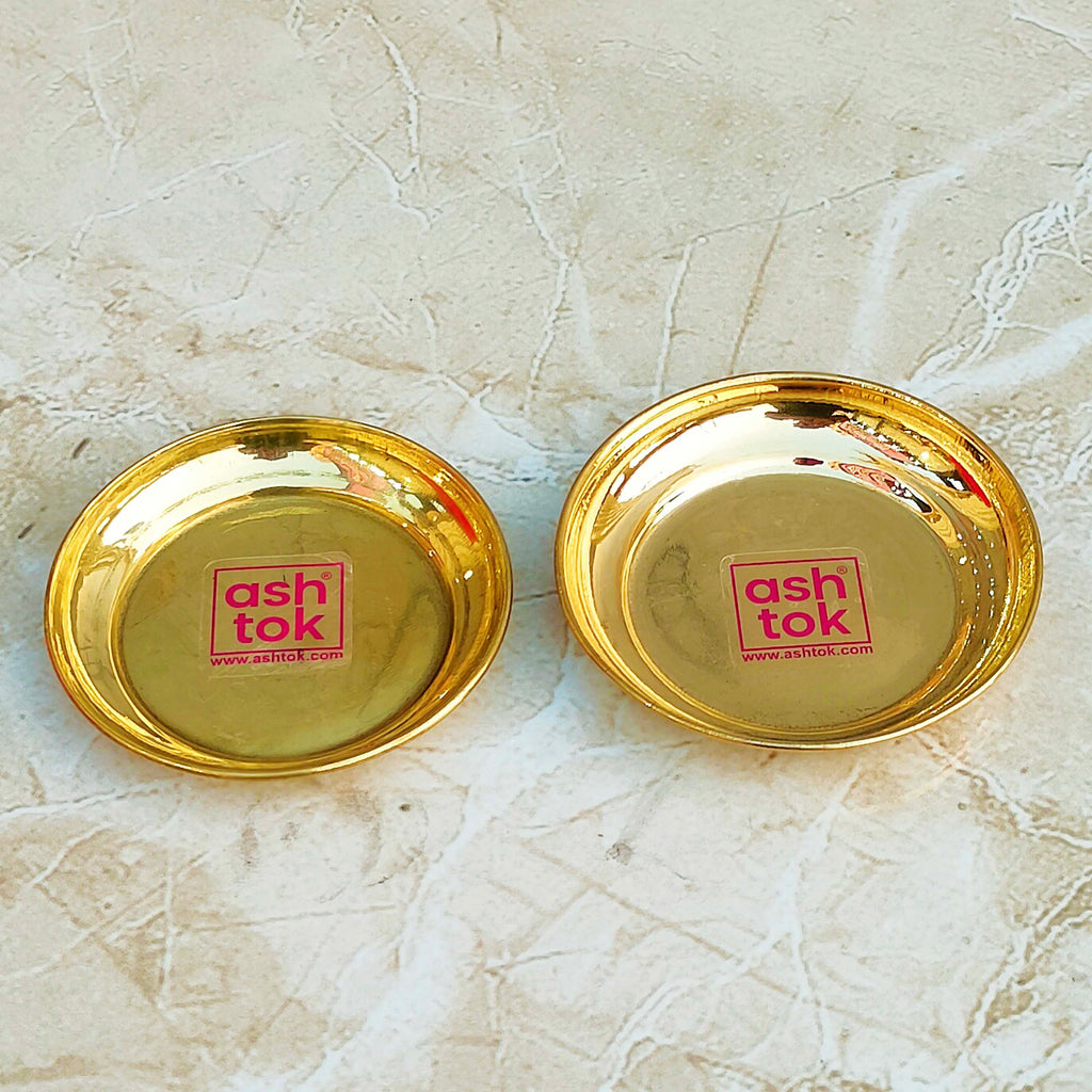 Pure Brass Halwa Plate, Brass Sweet Plate, Puja Decorative Plate (Set of 12)