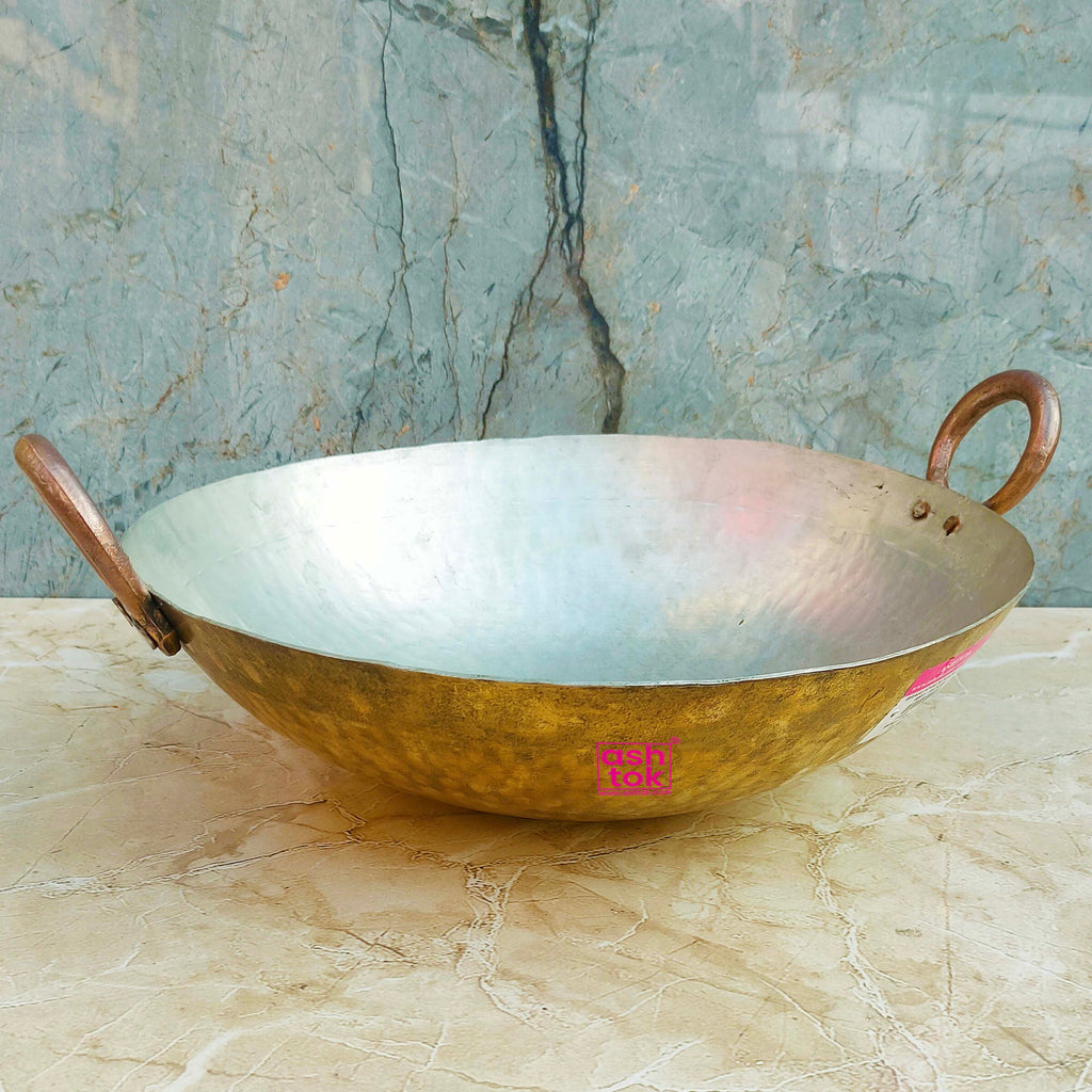 Brass Kadai for Cooking (Brass Colour, 1700 ml) By Indian Collectible