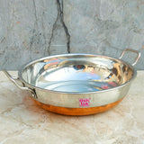 Stainless Steel Kadai with Lid, Deep Frying Pan with Copper Bottom