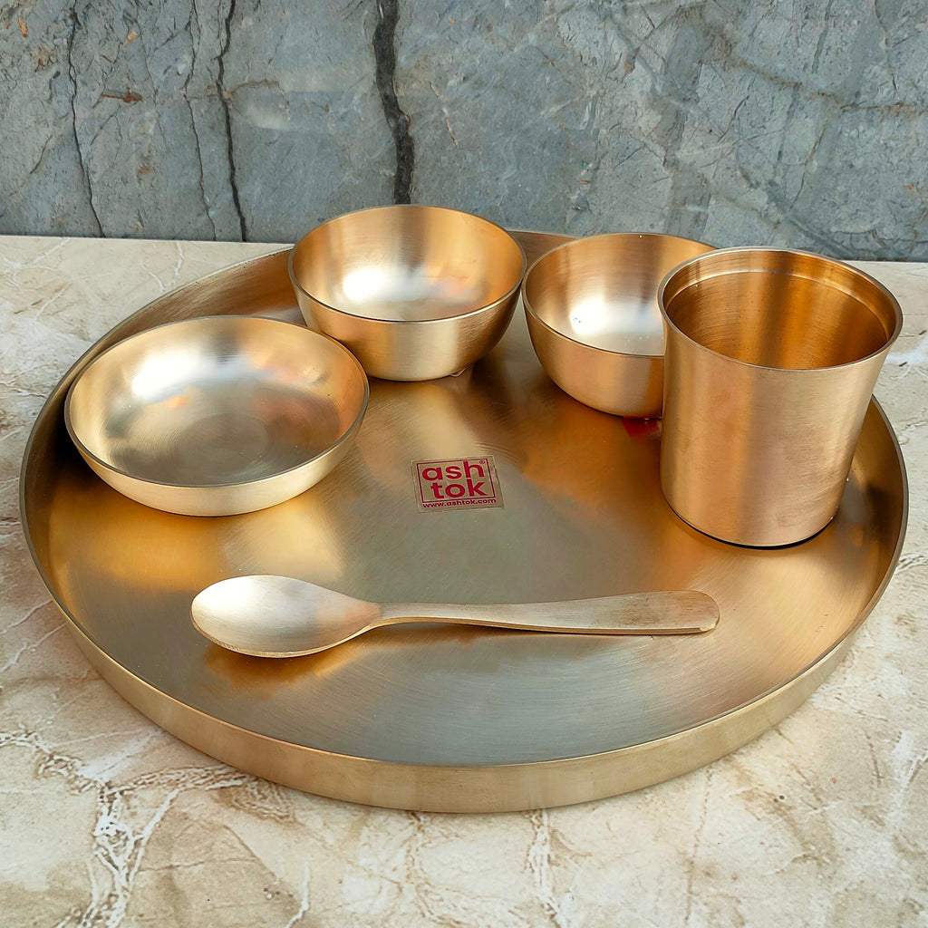 Pure Brass Thali Set Brass Dinnerware Set Dinner Set Engraved