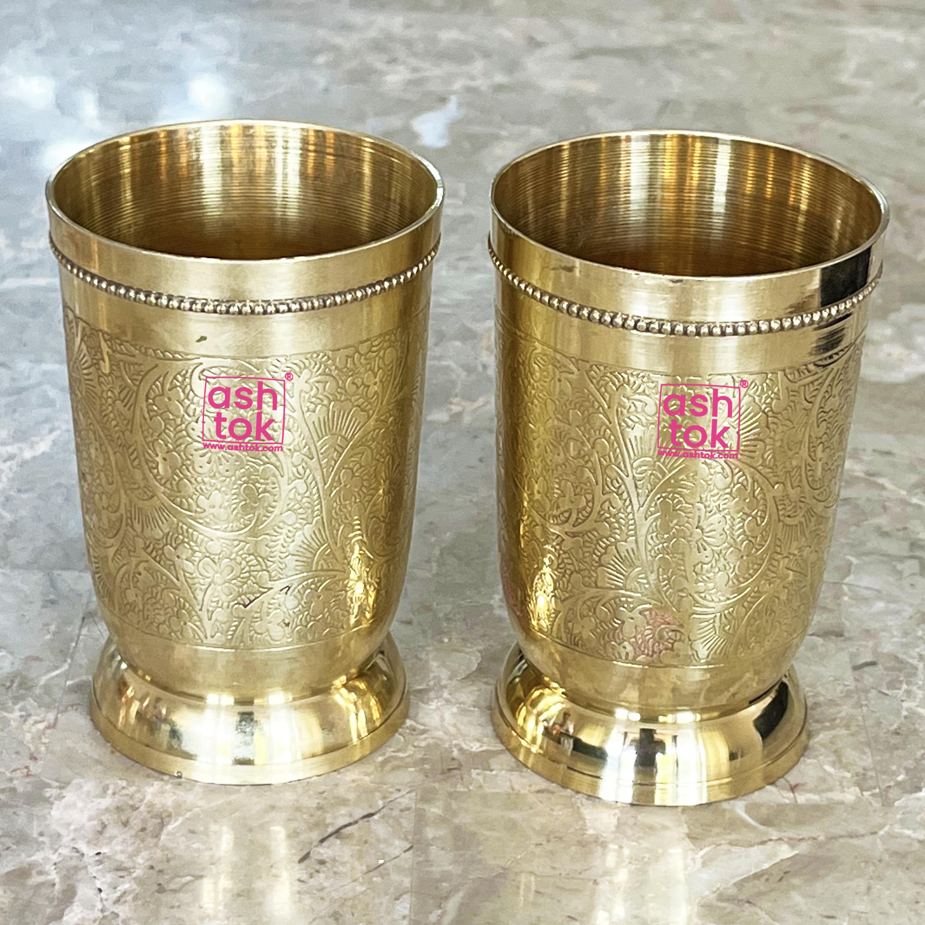 brass glass set