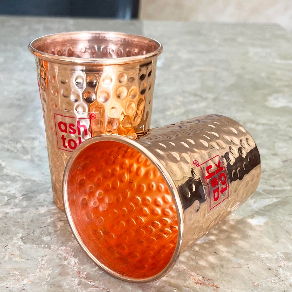 Buy ROYALSTUFFS Metal Dholak Shaped Copper Water Glass 100% Pure