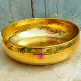 Premium brass urli featuring a hammered design, perfect for festive decor, entryways, living rooms, and pooja spaces.