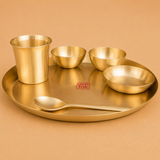Premium bronze Kansa thali dinner set with 11.5 inch plate, designed for healthy eating and elegant table presentation.