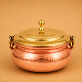 Copper Biryani Handi with Brass Lid
