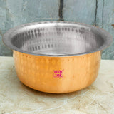 Premium copper patila with kalai tin lining, designed for safe cooking, excellent heat conductivity, and lasting durability.
