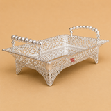 Premium German silver fancy rectangular tray ideal for marriage ceremonies, engagement functions, and elegant table displays.
