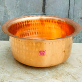 Premium hammered copper patila tope designed for cooking and serving food with classic Indian craftsmanship.