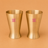 Premium Kansa bronze drinking glass set of 2 with 250ML capacity, perfect for serving water, juices, and traditional beverages.