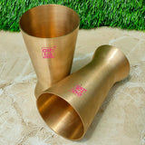 Pure bronze Kansa water glass set of 2 with 250ML capacity, ideal for serving water and enhancing traditional dining experiences.