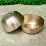 Pure Kansa bronze serving bowl set of 2 with handcrafted matt finish, ideal for serving desserts, curries, and side dishes.