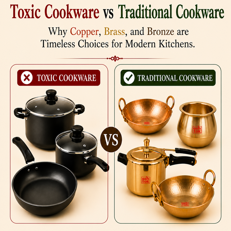 Traditional copper, brass and bronze cookware