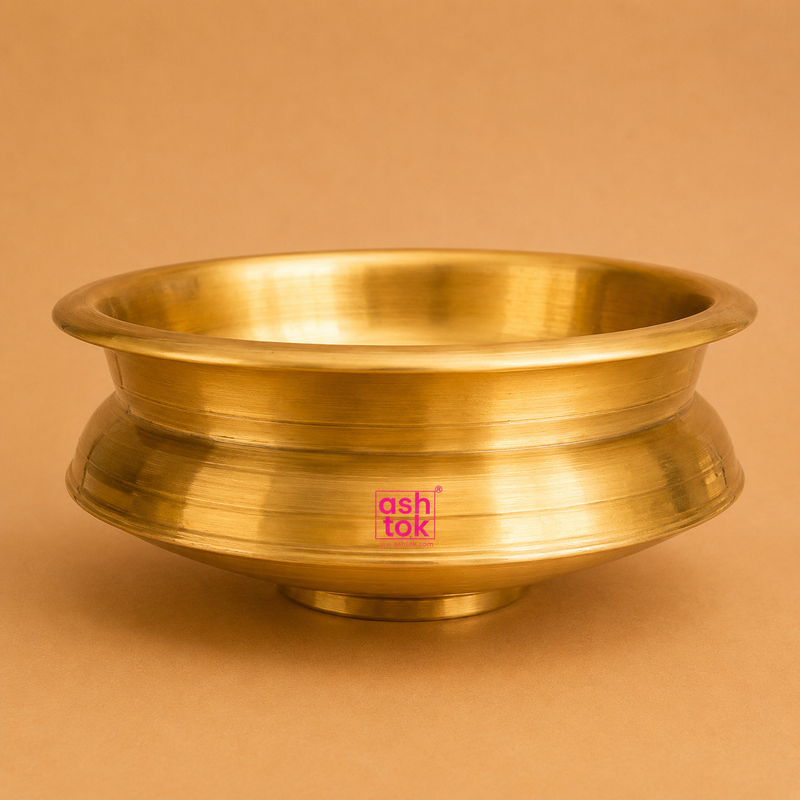 Traditional brass decorative potpourri bowl, ideal for floating flowers, candles, and elegant urli home decor arrangements.