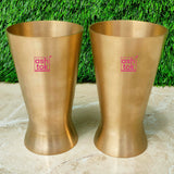 Traditional bronze Kansa glass set including two 250ML tumblers, suitable for everyday use, gifting, and festive occasions.