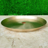 Traditional pure bronze Kansa thali with inclined design and matt finish, crafted for elegant and authentic dining experiences.