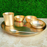 Traditional pure bronze Kansa thali set with 11.5 inch dining plate, combining heritage craftsmanship with timeless elegance.