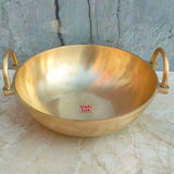 Traditional Kansa bronze wok handcrafted for Indian cooking, offering even heat distribution and long-lasting durability.