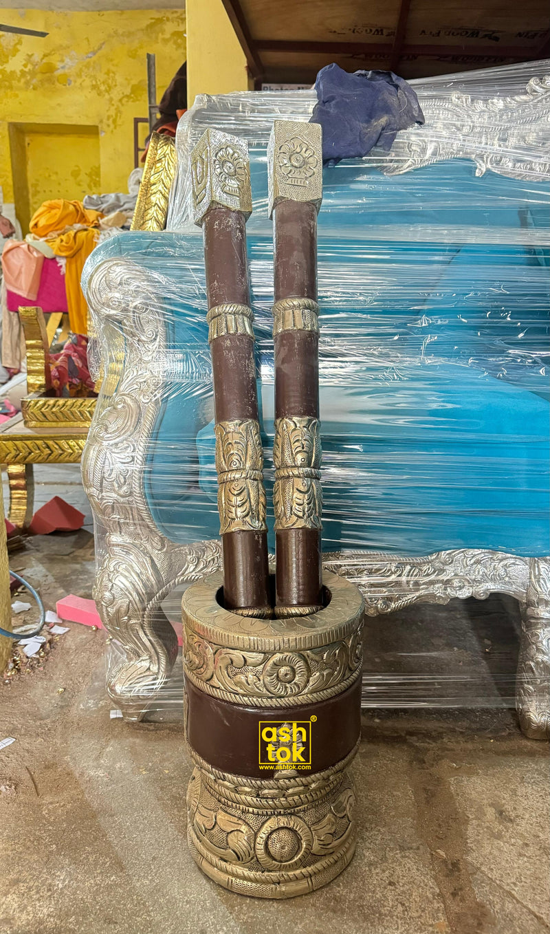 German Silver Rolu Rokali Set – Golden Finish Traditional Pooja Accessory