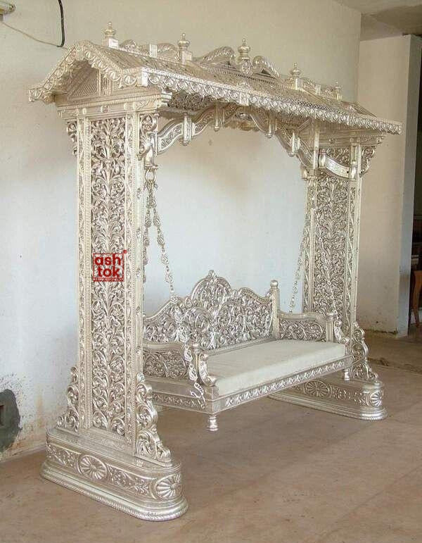 Royal German Silver Cradle with Canopy – Handcrafted Traditional Jhula
