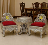 Royal German Silver Chowki Set with Velvet Cushions – Traditional Ceremonial Seating