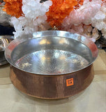 Biryani Handi Copper, Big Copper Biryani Handi Heavy Gauge with Stainless Steel Lid - Tin Coating Kalai Inside Handi