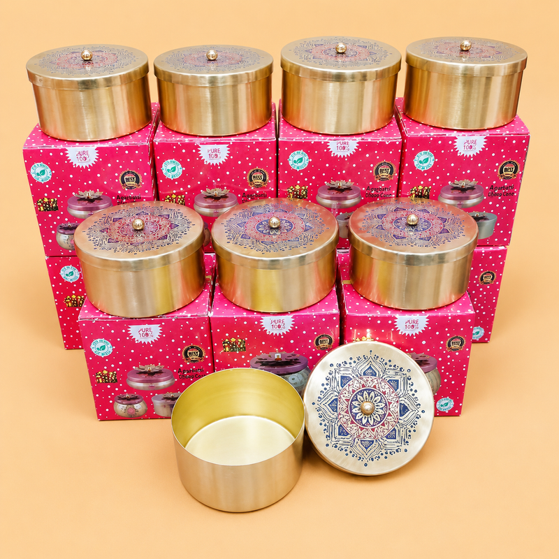 Alpha Cylinder Gift Box premium brass gift item with decorative lid for festive gifting and home decor