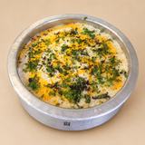 Heavy-duty aluminium biryani handi filled with freshly cooked dum biryani, suitable for hotels, restaurants, catering, bulk cooking, functions, and commercial kitchen use.