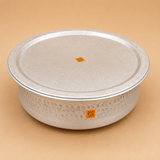 Heavy-duty aluminium biryani handi with matching lid, designed for cooking and serving biryani, rice, curries, and bulk meals in hotels, restaurants, catering services, and commercial kitchens.