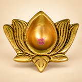 Antic Brass Lotus Design Diya | Brass Puja Diya Set of 2
