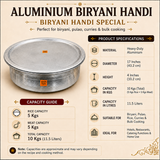 ASHTOK aluminium biryani handi 17 inch diameter, 4 inch height, 11.5 litre capacity, suitable for 5 kg rice and 5 kg meat
