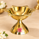 Brass Diya, Brass Panch Batti Diya, Deepam, Oil Lamp (Dia - 2 Inches)