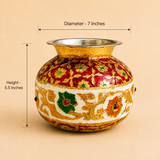 ASHTOK decorative pot with 7 inch diameter and 5.5 inch height
