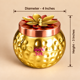 ASHTOK decorative dry fruit jar size guide showing 4 inch diameter and 3 inch height