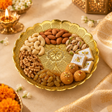 ASHTOK gold-tone serving plate used for dry fruits, nuts and sweets during festive occasions