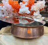 Authentic heavy-duty copper biryani handi with Kalai coating and steel lid for traditional dum biryani for home cooking
