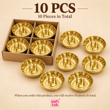 Quantity image showing brass agarbatti stand in a 10 pieces pack presentation, suitable for small bulk orders, festive gifting, return gift packs and reseller supply, displayed in a neat product-style composition.