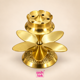 Gift Item Brass Agarbatti Stand, Incense Burner Five Stick Holder, Hand Carved Flower Design