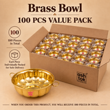 100 pieces value pack image of brass bowls showing a bulk quantity presentation for wholesale or large gifting orders, clearly indicating that the order includes 100 brass bowls in total, packed for bulk purchase and safe delivery.