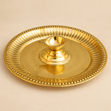 Brass Diya with Attached Plate | Pooja Deepam for Puja Room