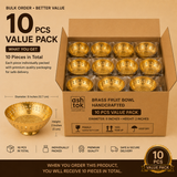 Brass Fruit Bowl Handcrafted 5 Inch Diameter x 2 Inch Height - 10 Pieces Value Pack, Premium Decorative Brass Fruit Bowls for Return Gifts, Wedding Favors, Corporate Gifting, Home Decor and Wholesale