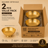 Brass Fruit Bowl Handcrafted 5 Inch Diameter x 2 Inch Height - 2 Pieces Value Pack, Premium Decorative Brass Fruit Bowls for Return Gifts, Wedding Gifts, Festive Gifting, Home Decor and Corporate Gifts