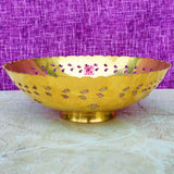 Handcrafted brass fruit bowl made in India, elegant return gift for weddings, festivals and housewarming events