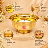 Feature image of Brass Gangalam 6 inch highlighting polished brass finish, side handles, and sturdy base