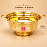 Size guide of Brass Gangalam 6 inch showing 6 inch diameter and 2.5 inch height