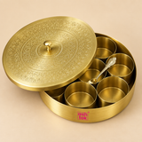 Brass Masala Box handcrafted, Spice Container with 7 Compartments, Gift Item.
