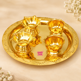 Brass Pooja Thali Set – Decorative Puja & Aarti Set