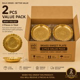 Brass Sweet Plate 5 Inch Diameter x 1 Inch Height - 2 Pieces Value Pack, Premium Brass Dessert Plates for Return Gifts, Home Use, Wedding Favors and Gifting