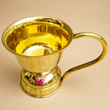 Handcrafted brass Turkish tandoori chai pot with long ergonomic handle and polished finish for traditional tea preparation and serving.