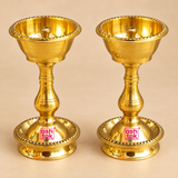 Brass Udupi Nanda Diya Set of 2 – Heavy Pooja Oil Lamp with Stand