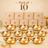Handcrafted brass urli bowl 10
  pieces  diameter, decorative bowl for home décor, festive decoration and gifting.Gift set